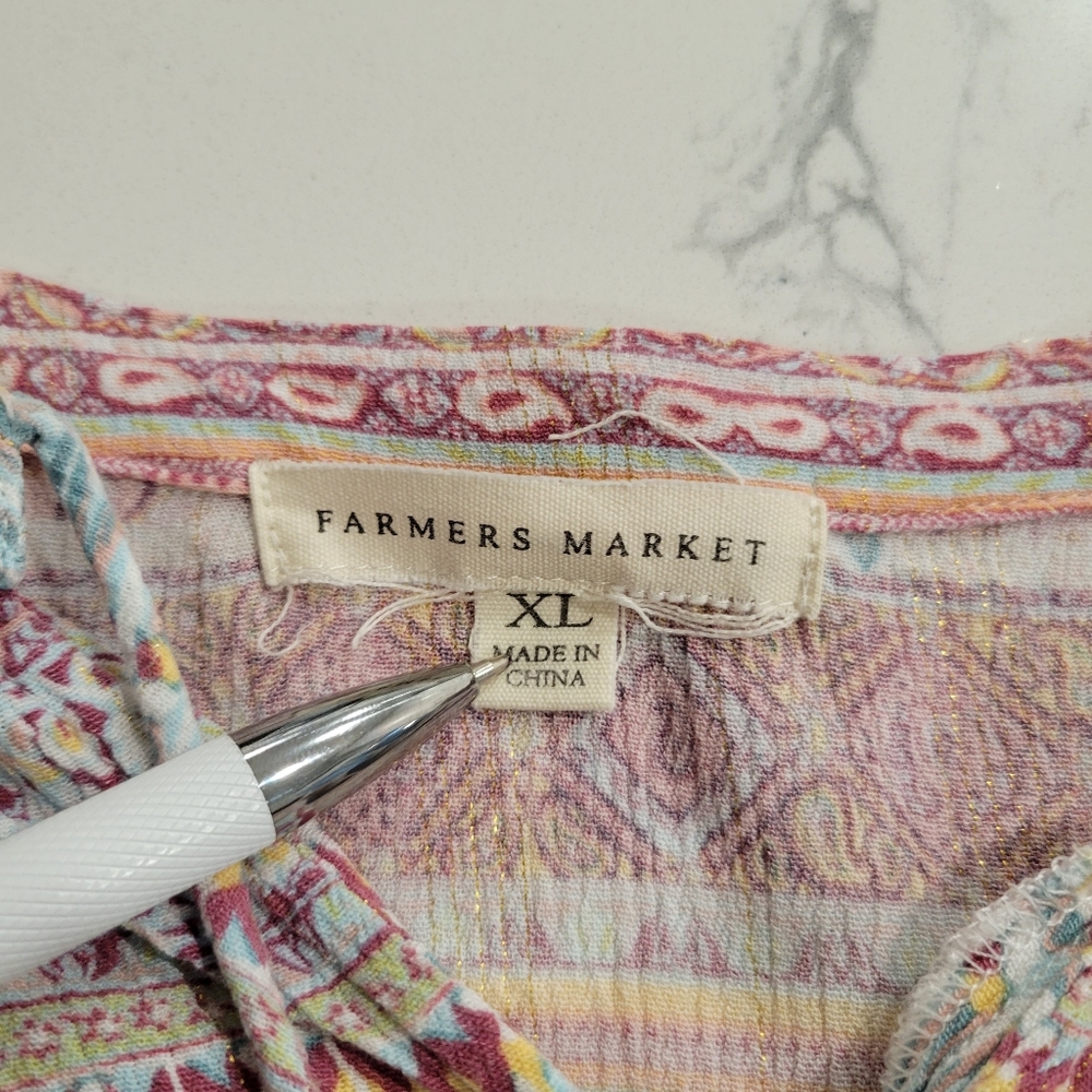 Farmers Market Multicolor Bohemian Striped Women's Top Size XL - Picture 4 of 8